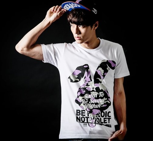 【SKUllTWO]スカルヒーロー男性ストレートバージョン短いT / LO-B04