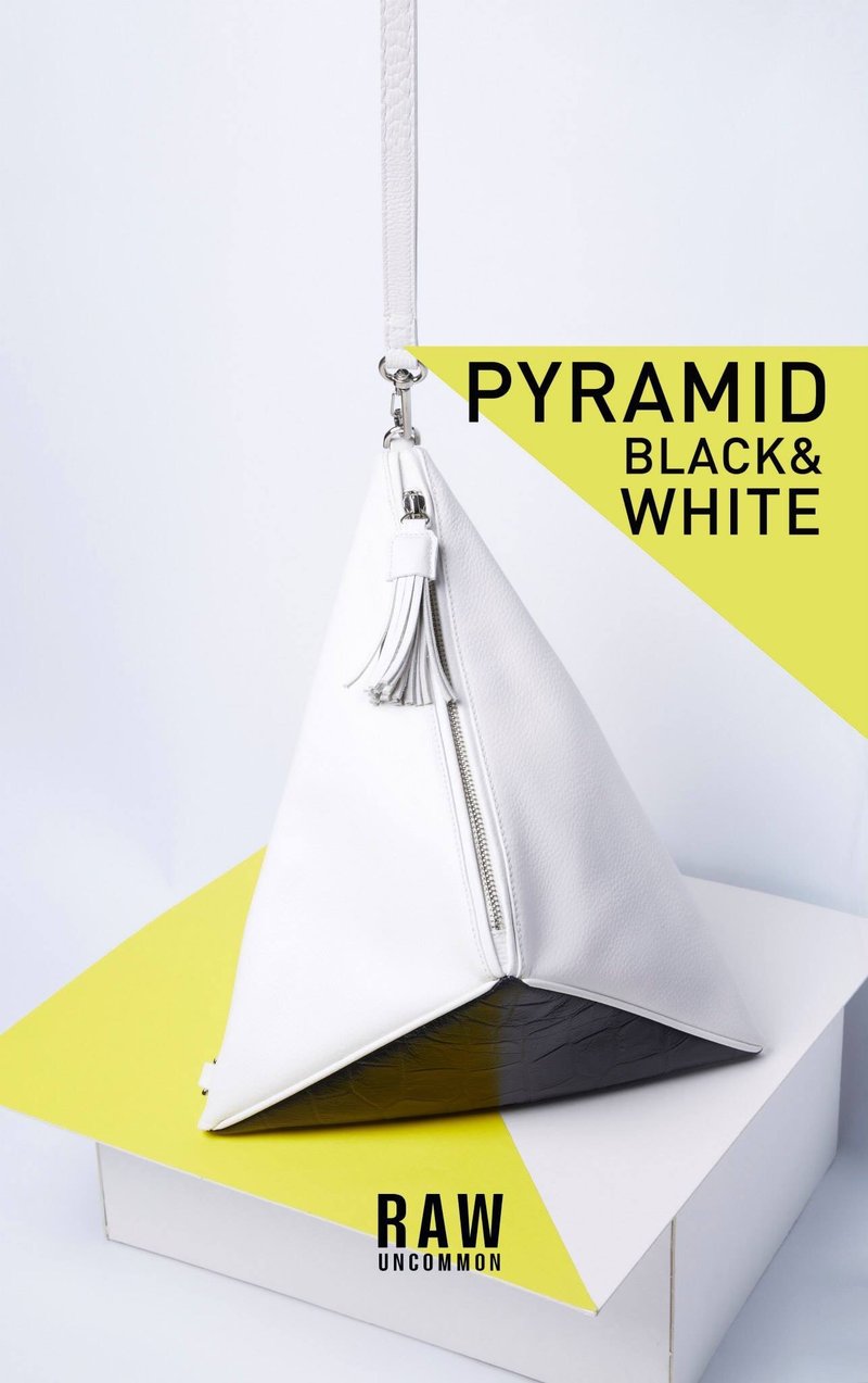 Pyramid bag B&W - 側背包/斜背包 - 真皮 白色