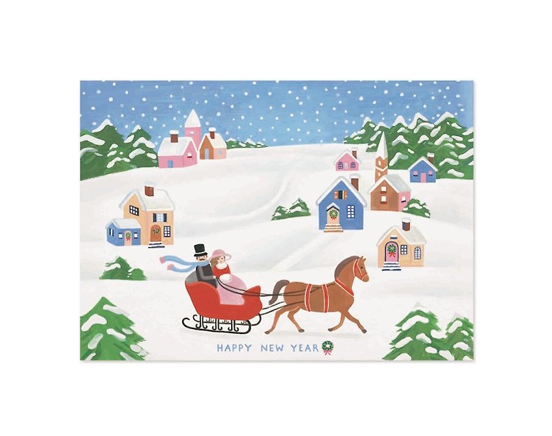 chienchien -HAPPY NEW YEAR - Christmas card illustration postcard / card - Cards & Postcards - Paper 
