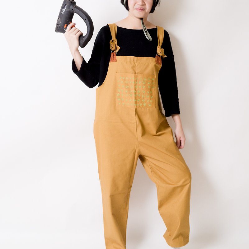 Farming / suspender trousers / earthy yellow - Overalls & Jumpsuits - Paper Orange