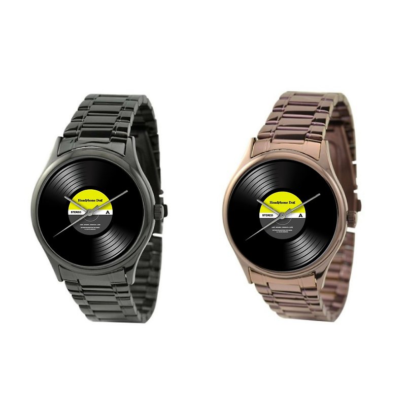 經典黑膠唱片 不鏽鋼中性錶  日本機心 - 男裝錶/中性錶 - 其他金屬 黑色