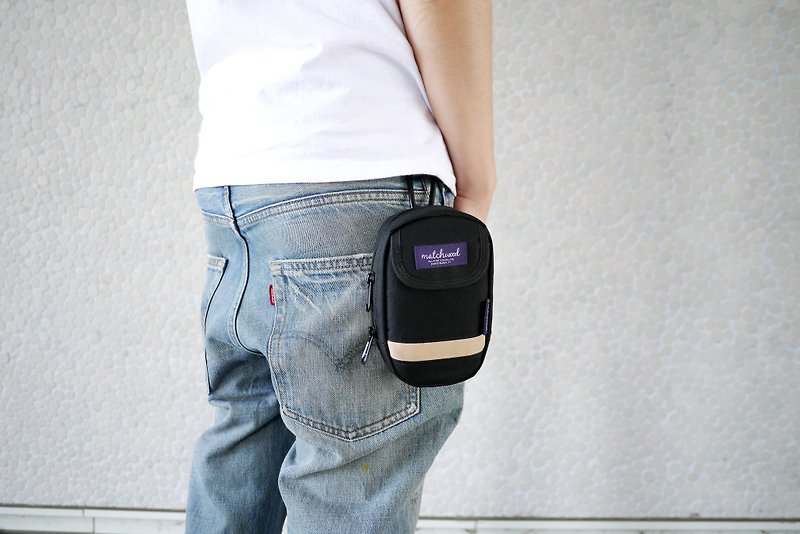 登山フック黒モデルのiPhone5 / 6 Jiekeの場所を添付ポケットをぶら下げ木材デザイン木っ端マルチ600D電話ポケットにマッチします - その他 - 防水素材 ブラック