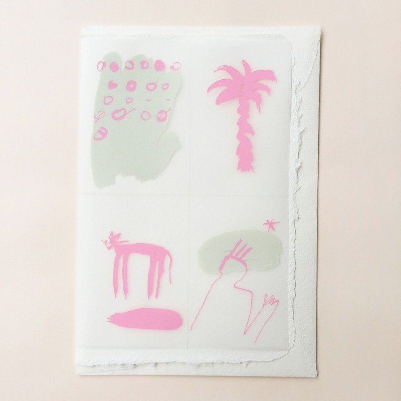 ドイツの手作りスクリーン印刷カード -ピンククリスマス | BETHGE - カード・はがき - 紙 ピンク