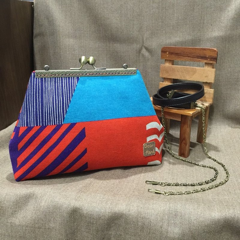 Shoulder hand and mouth gold package + irregular patches - two-color - bright colors + - กระเป๋าแมสเซนเจอร์ - วัสดุอื่นๆ หลากหลายสี