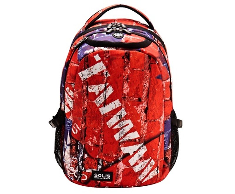 【SOLIS Taiwanese Flag Series】15'' Basic Laptop Backpack - Laptop Bags - Polyester Red