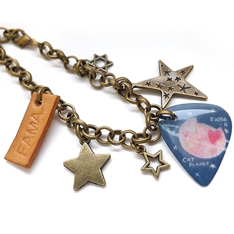 FaMa‧s Pick guitar shrapnel - a small universe of stars ★ Leather Charm Bracelet + - Bracelets - Other Metals Multicolor