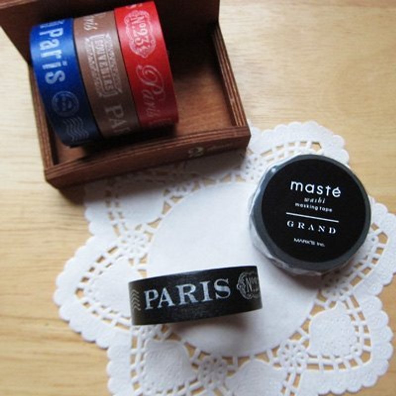 maste Masking Tape [Paris text-black (MSG-MKT10-BK)] - Washi Tape - Paper Black