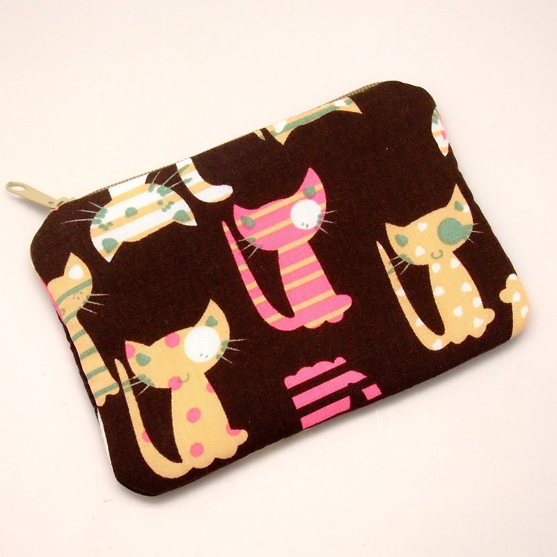 ジッパー財布、カードパック、キーケース、ヘッドフォンパッケージ、小さなオブジェクトパッケージ（猫）（ZS-126） - 小銭入れ - コットン・麻 多色