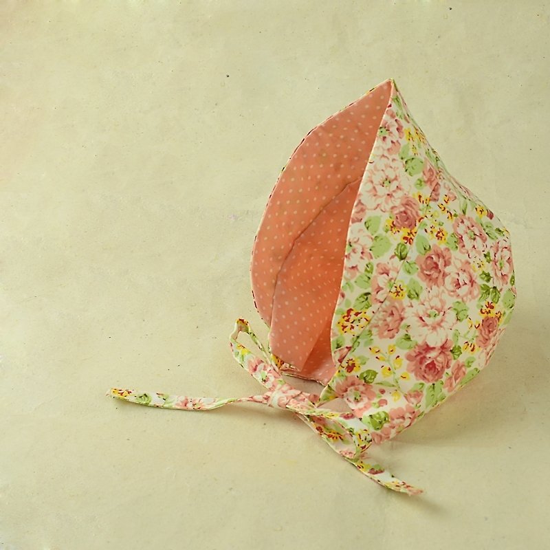 甜美小碎花嬰兒帽(可雙面戴) - 圍兜/口水巾 - 其他材質 粉紅色