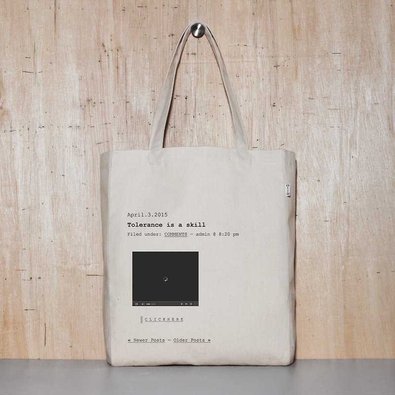 Internet feel original canvas tote bag - 4 sizes - กระเป๋าแมสเซนเจอร์ - ผ้าฝ้าย/ผ้าลินิน ขาว