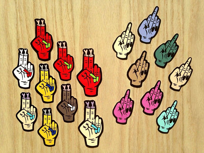 // Nasty finger Stickers - Stickers - Waterproof Material Multicolor
