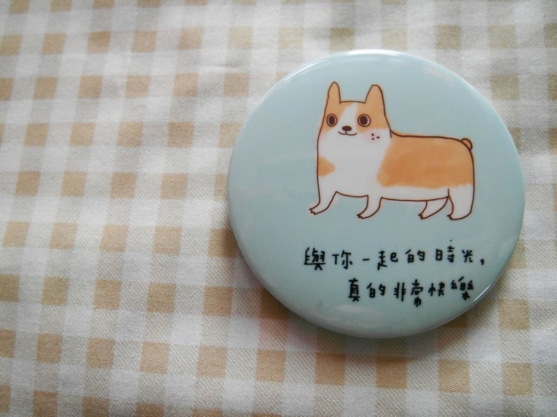 Xiu Xiu Bear / Corgi badge /-5.8cm - Badges & Pins - Plastic Blue