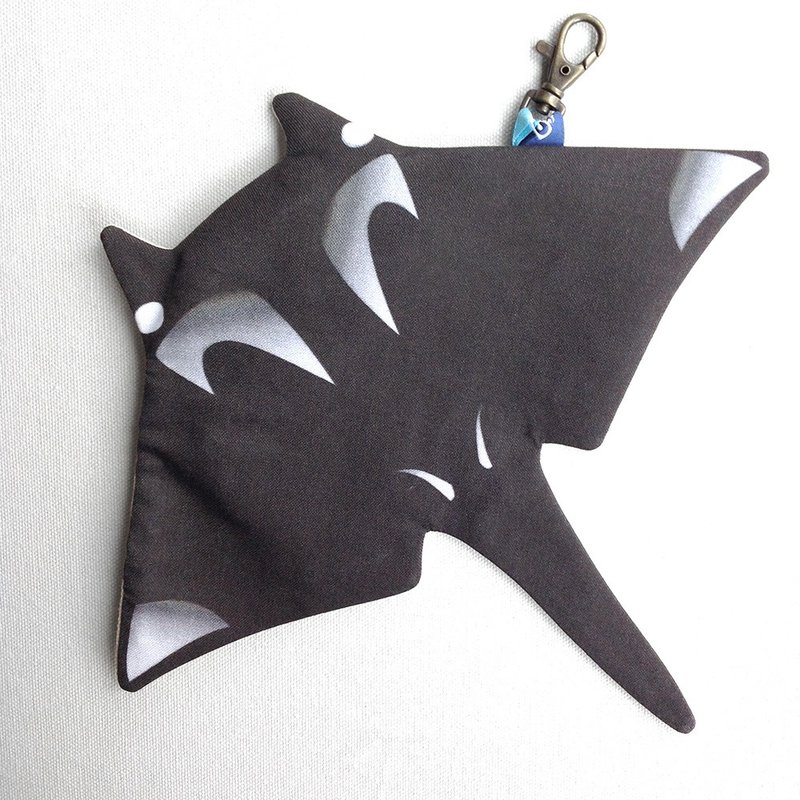 Design No.MR140 - 【Oxford Fabric】Manta Ray Purses#Black - กระเป๋าใส่เหรียญ - ผ้าฝ้าย/ผ้าลินิน สีดำ