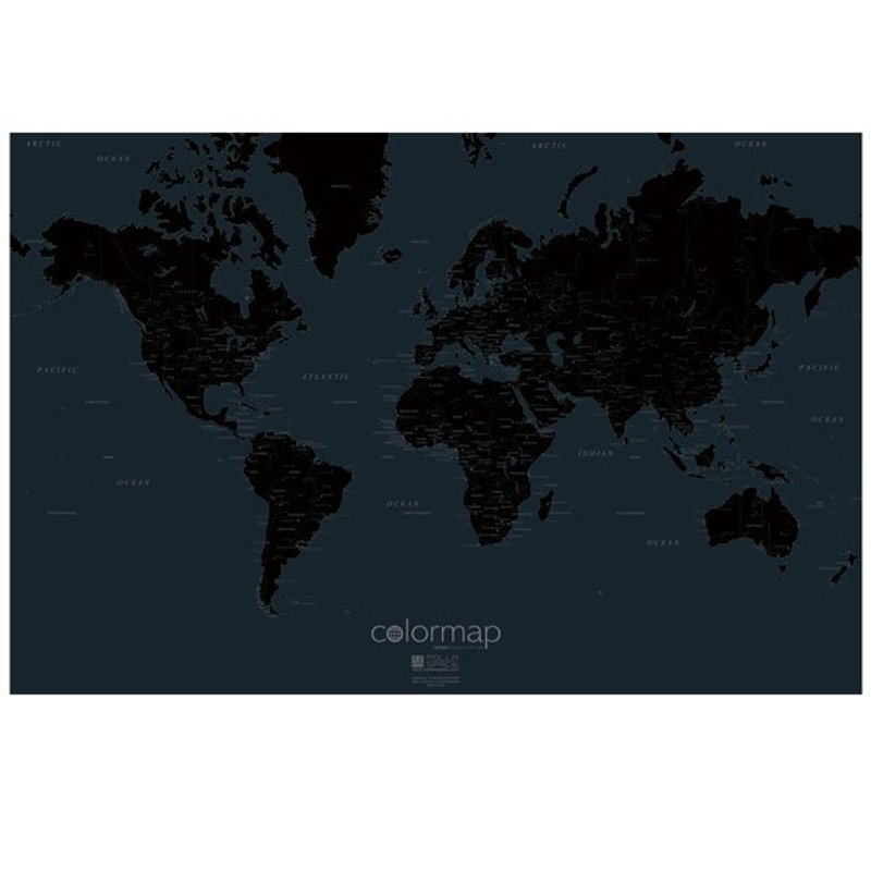 耶誕新年交換禮物/ Color Map / 彩色世界地圖 / 黑夜版 - 壁貼/牆壁裝飾 - 紙 黑色