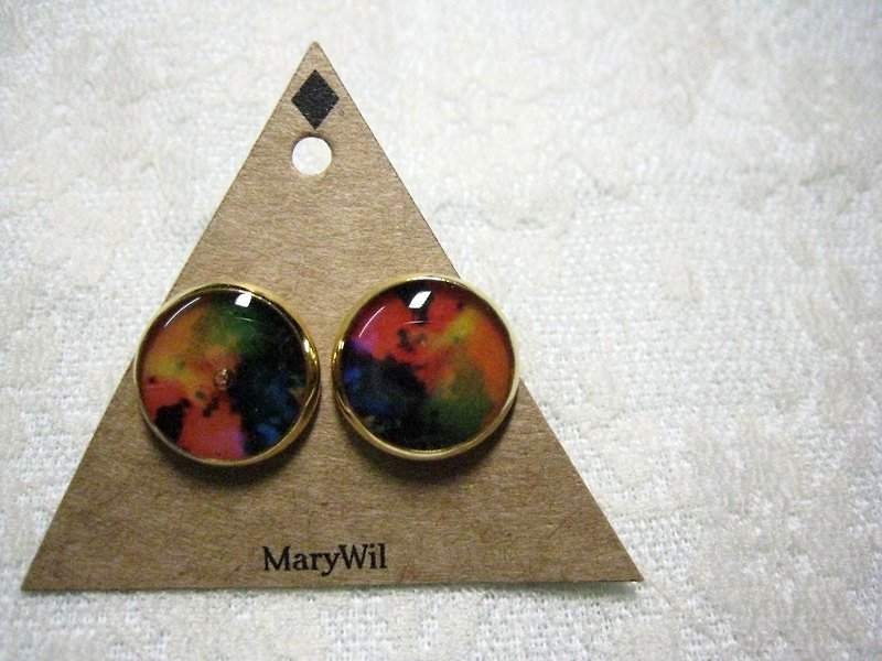 MaryWil水彩繽紛耳環 - Earrings & Clip-ons - Other Metals Multicolor