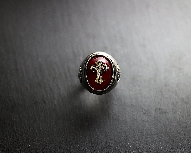 Justice Sterling Silver Justice Cross Ring (Red) - แหวนทั่วไป - โลหะ 