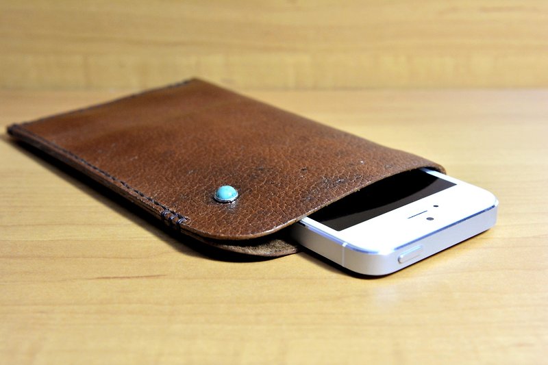 Wen Yin W & Y - textured pattern handmade leather phone sets limits - เคส/ซองมือถือ - หนังแท้ สีนำ้ตาล