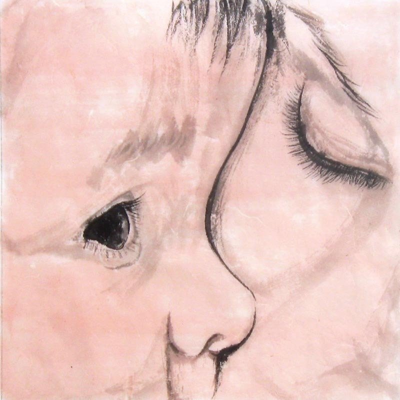 25x25cm Custom Portrait, Mother and Child's Portrait, Original Hand Drawn Portrait from Your Photo, OOAK watercolor Painting Ideas Gift - โปสเตอร์ - กระดาษ หลากหลายสี