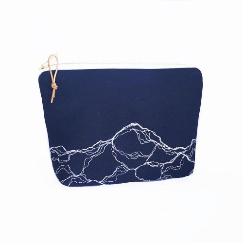 Modern Embroidery Medium Purse Blue Pencil Case Make Up Bag Modern Embroidery Medium Purse Blue Pencil Case Make Up Bag