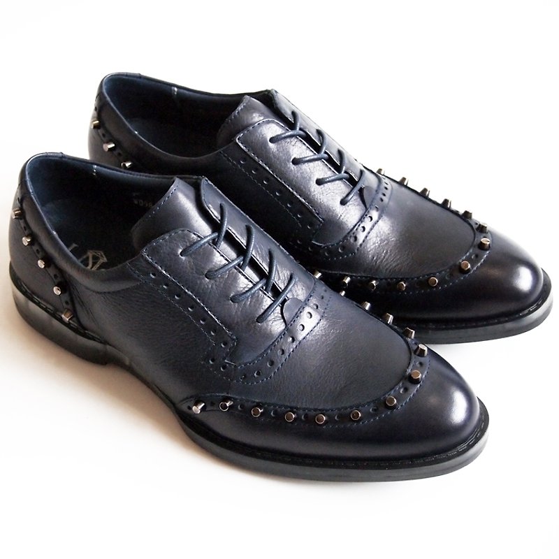 [LMdH] D2A19-39 calf leather carving rivets Rivets-oxfords bottom jelly air blue oxford shoes ‧ ‧ Free Shipping - รองเท้าอ็อกฟอร์ดผู้ชาย - หนังแท้ สีน้ำเงิน
