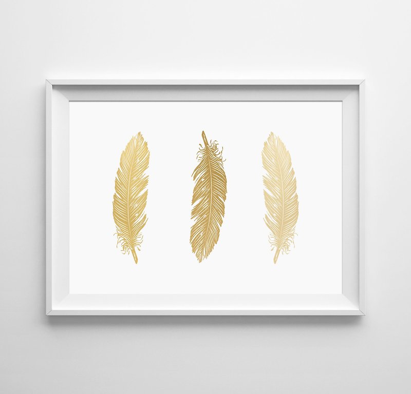 feathers(黃) 可客製化 掛畫 海報 - 牆貼/牆身裝飾 - 紙 