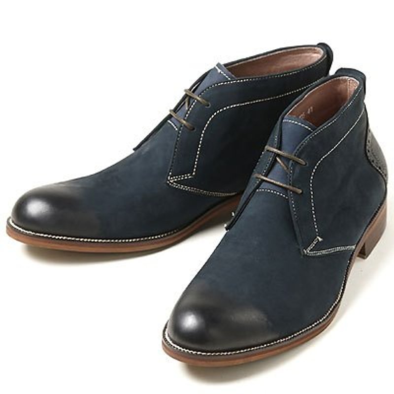 ‧ Vanger elegant minimalist style US-lane desert boots ║Va125 matte blue - Men's Casual Shoes - Genuine Leather Blue