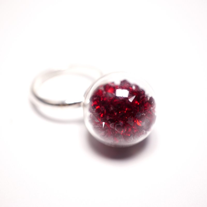 A Handmade red crystal ball ring - General Rings - Glass 