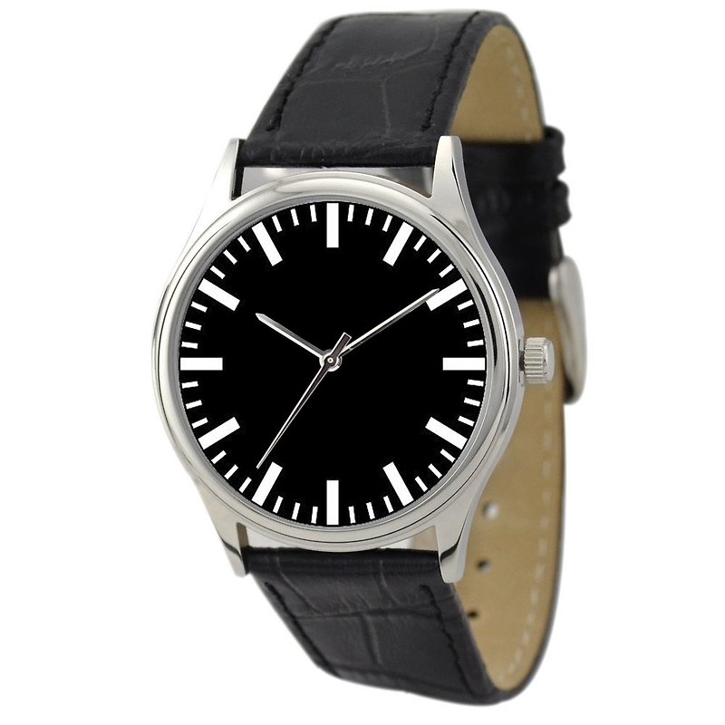Simple Watch (black-faced thick stripes) - Women's Watches - Other Metals Black