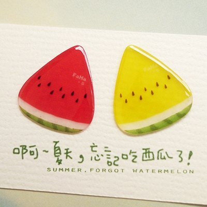 ❤ Valentine ❤FaMa‧s Pick guitar shrapnel - Xiaoyu watermelon red watermelon two brothers + - Necklaces - Plastic Yellow