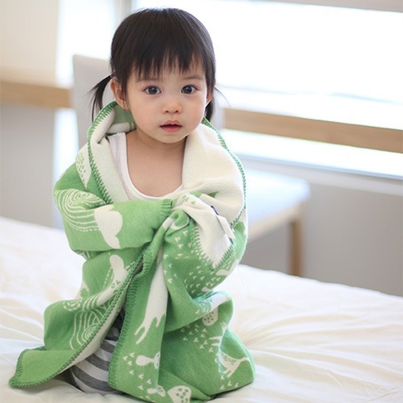 Sweden Klippan Gentle cotton baby blanket - Little Bear (green) - Blankets & Throws - Cotton & Hemp Green