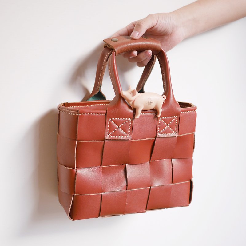Rural weave handbag - Clutch Bags - Genuine Leather Brown