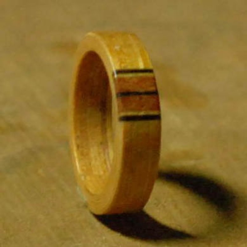 柚木條紋鑲嵌系列木頭戒指 古典風格 可訂製情人節對戒 - 其他 - 木頭 咖啡色
