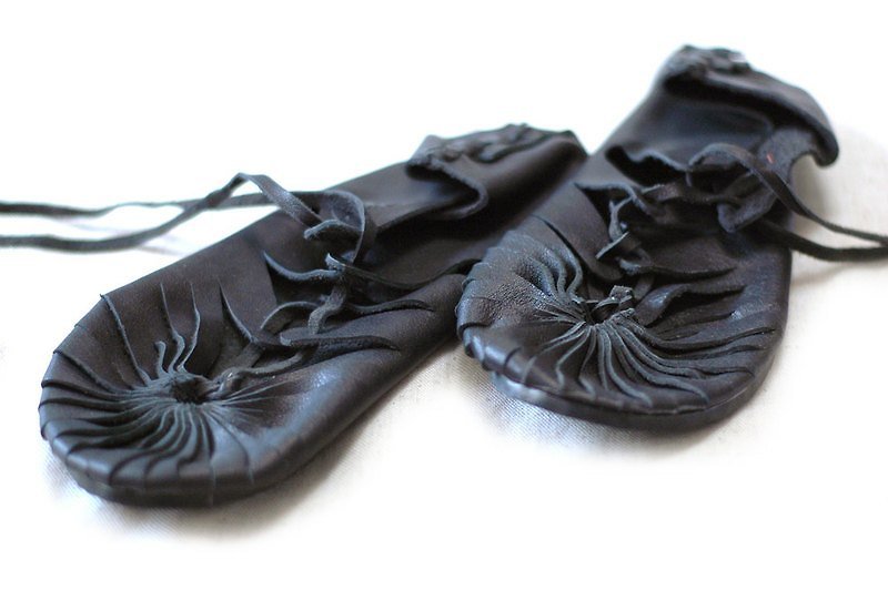 手工真皮平底鞋 {23-24cm黑} - Women's Casual Shoes - Genuine Leather Black