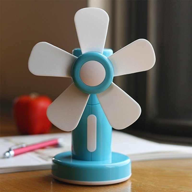 日日風車-湖綠 USB/電池兩用 微型風扇 - 擺飾/家飾品 - 塑膠 綠色