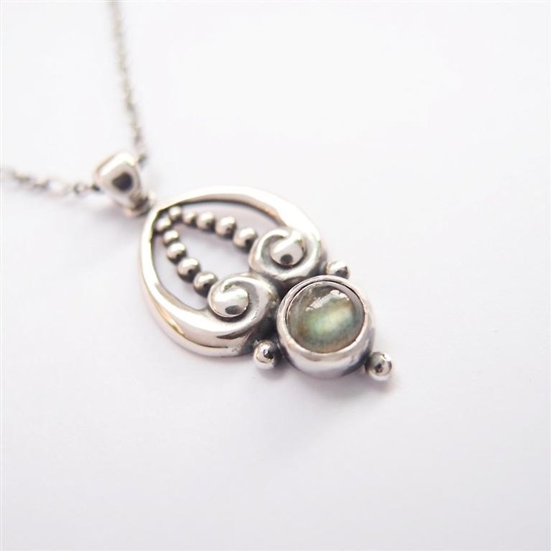 [Classical Series 10] Labradorite 925 Silver Necklace - สร้อยคอ - โลหะ 