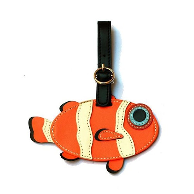 Organized Travel-cute animal-shaped luggage tag / ID tag / key ring (tropical fish) - Other - Genuine Leather Orange