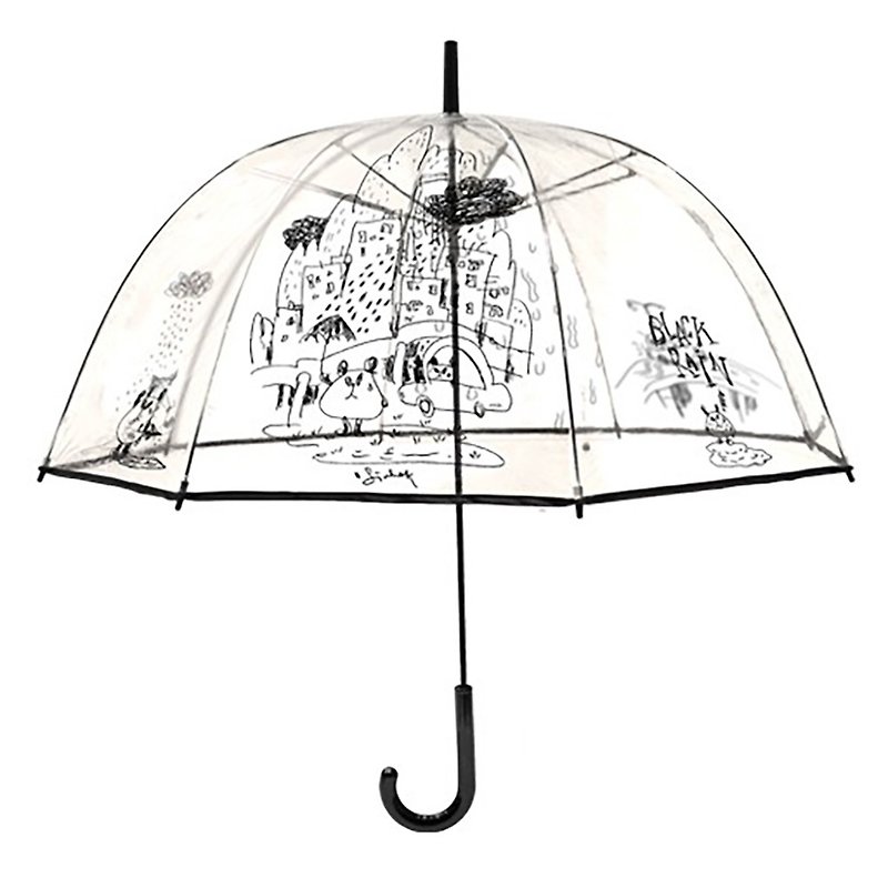 Chloe deaf cat / transparent umbrella / sketch (shipping not available outside Taiwan) - Umbrellas & Rain Gear - Waterproof Material White