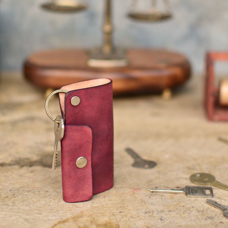 HIKER Leather Studio // Key case_Red wine - Keychains - Genuine Leather Red