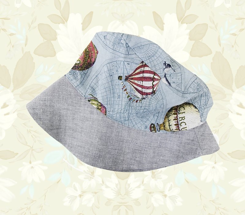 [熱氣球嘉年華] 復古夏日遮陽造型 防曬漁夫帽 雙面戴法 - 帽子 - 其他材質 灰色