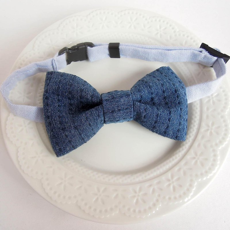 Fashion Little prince Little Cowboy tie - ผ้ากันเปื้อน - ผ้าฝ้าย/ผ้าลินิน สีน้ำเงิน
