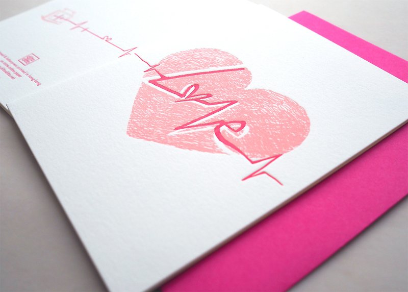 Heartbeat - Letterpress Valentine Card - Love Card - การ์ด/โปสการ์ด - กระดาษ สีแดง