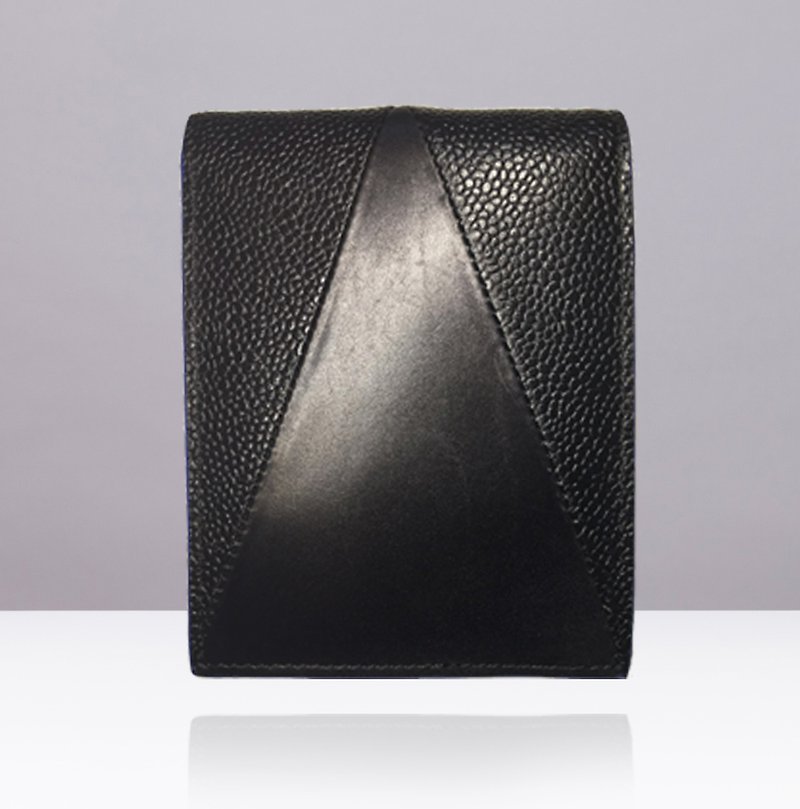 NEVER MIND-Short Wallet Personalized Short Wallet-Cowhide-DECO-Classic Black-Valentine's Day - กระเป๋าสตางค์ - หนังแท้ สีดำ