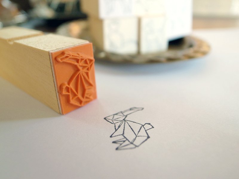 Atelier Hanu * Origami Series * Wooden Seal - Rabbit Walking - Other - Wood Khaki