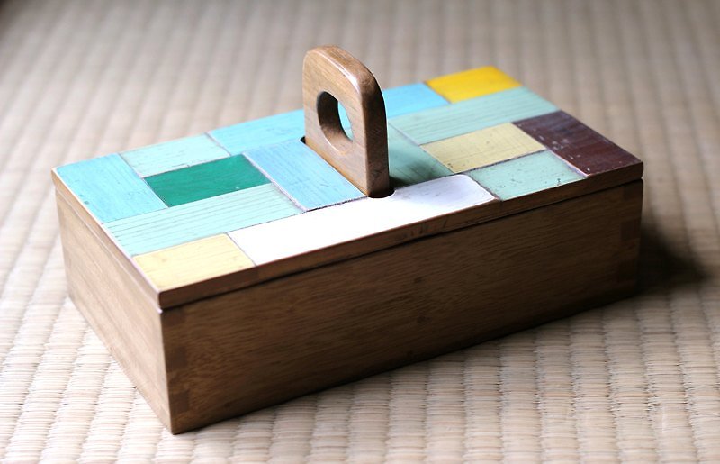 老拼貼▥小木盒 - ของวางตกแต่ง - ไม้ สีน้ำเงิน