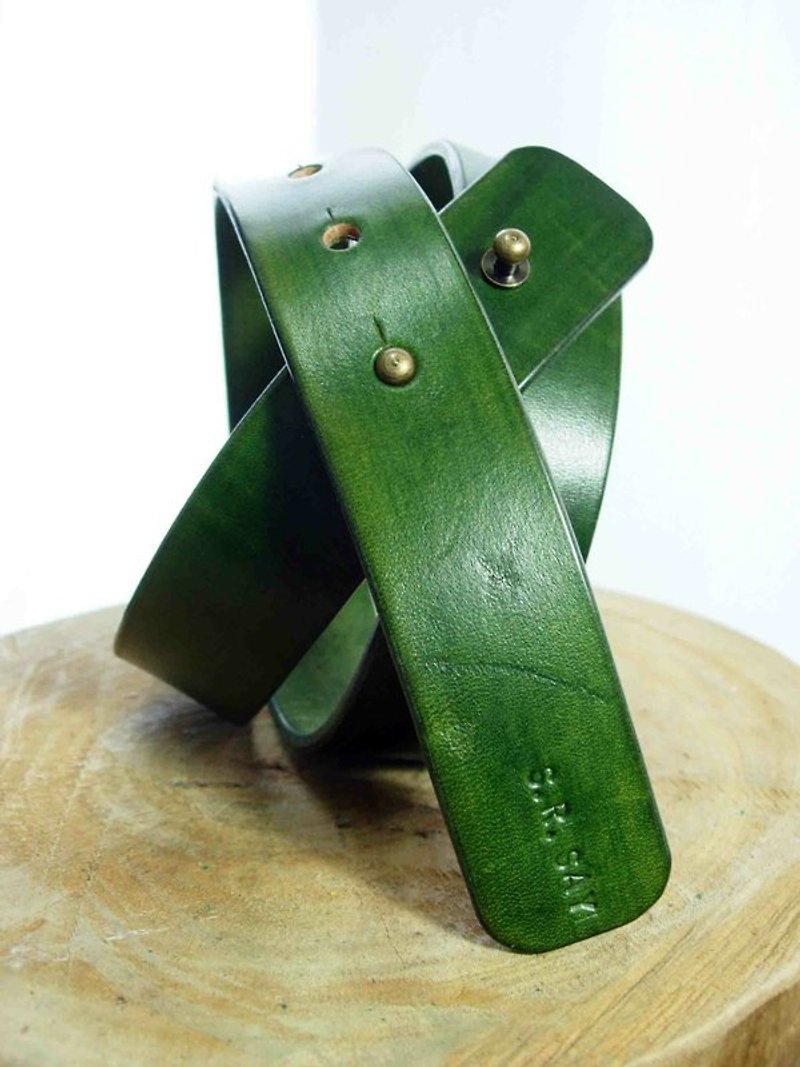 【訂做】3.5cm極簡湖水綠皮帶 - Other - Genuine Leather Green