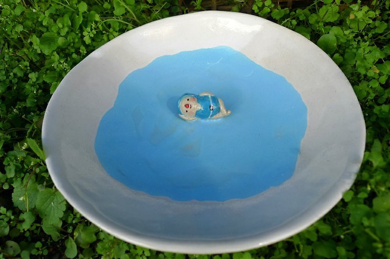 水泳デザートプレート - 小皿 - その他の素材 ブルー