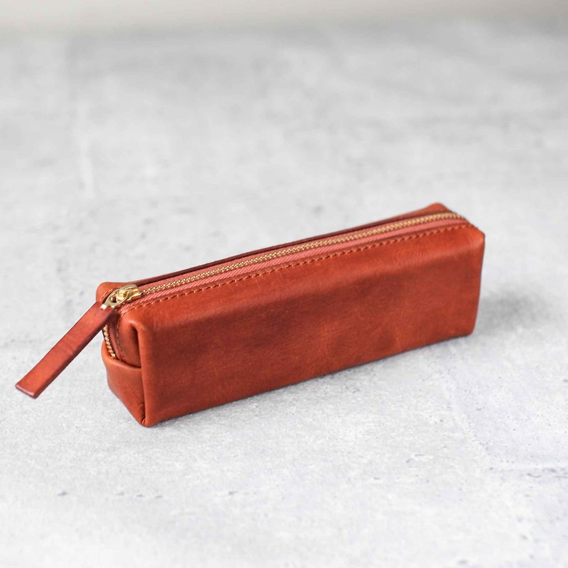 Brown classy Leather Pencil Case/Pen Pouch - Pencil Cases - Genuine Leather Red