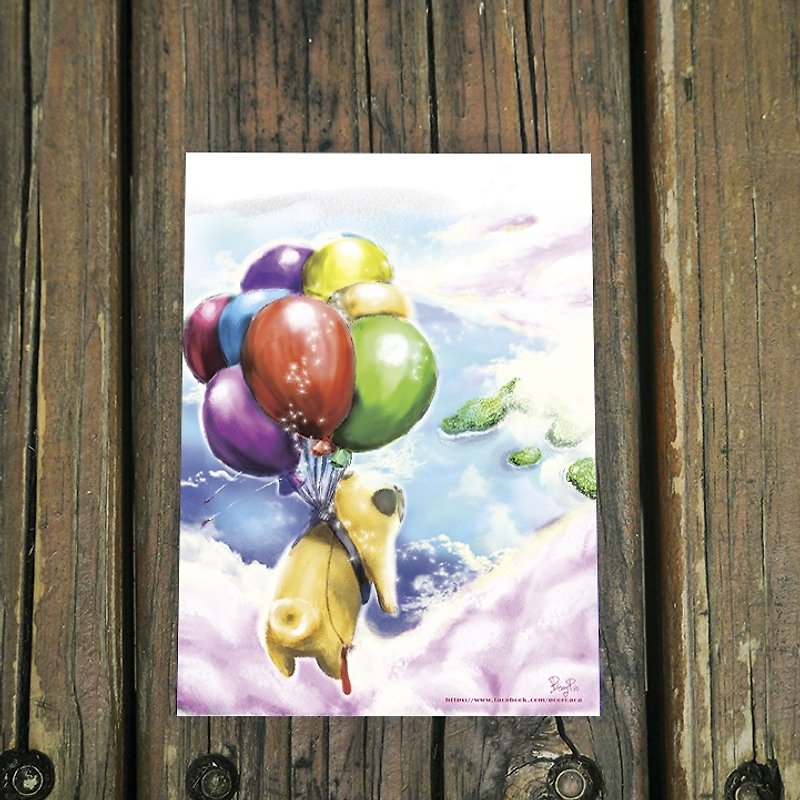 [Lucky Bag] Bao Kaka’s Fantasy Journey/Postcard*Pug-The Courage to Chase Dreams - การ์ด/โปสการ์ด - กระดาษ สีม่วง