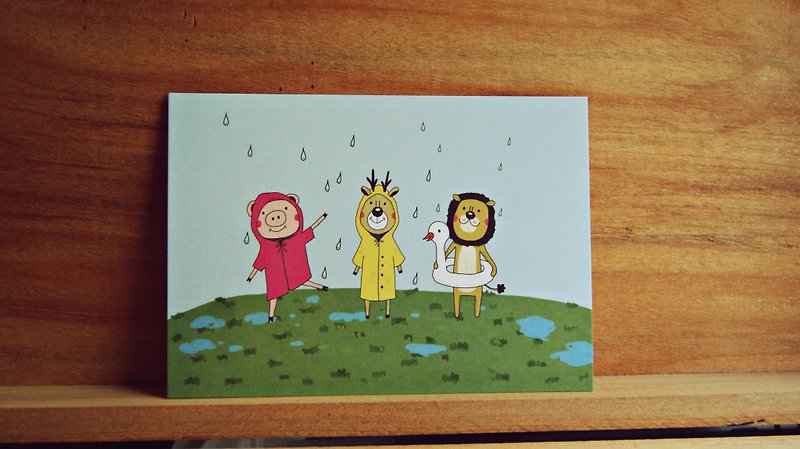 雨の日はがきです - カード・はがき - 紙 ブルー