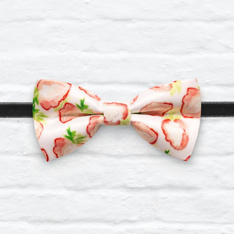 Style 0037 清涼草莓 印花 系列 領結 Fresh Strawberry pattern bowtie - 頸圈項鍊 - 其他材質 粉紅色